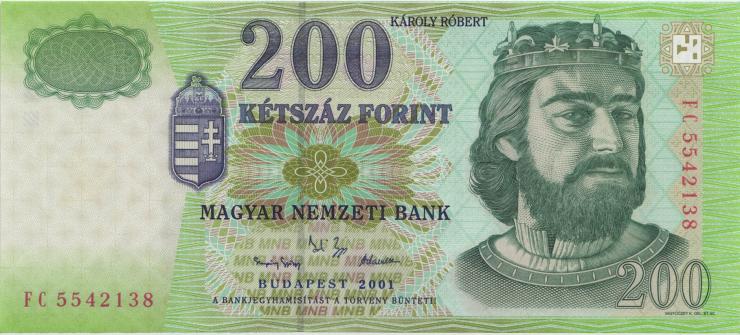 Ungarn / Hungary P.187a 200 Forint 2001 (1) 