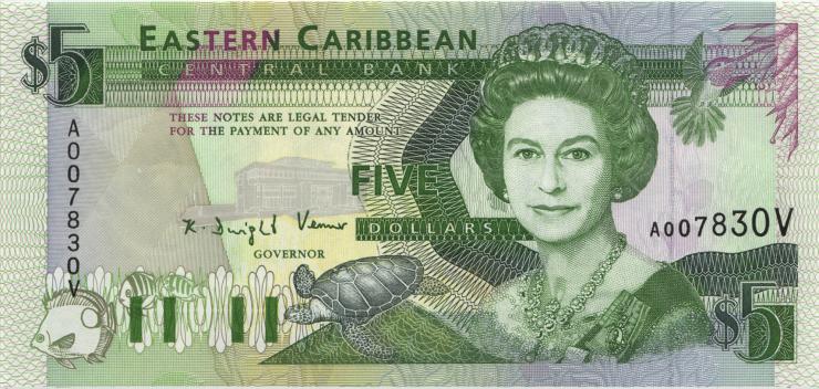 Ost Karibik / East Caribbean P.26v 5 Dollar (1993) (1) 