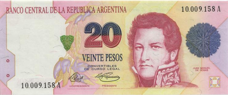 Argentinien / Argentina P.343a 20 Pesos (1992-97) (1) 