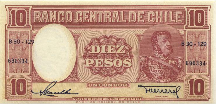 Chile P.120 10 Pesos (1958-59) (1) U.1 