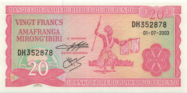Burundi P.27d 20 Francs 2003 (1) 