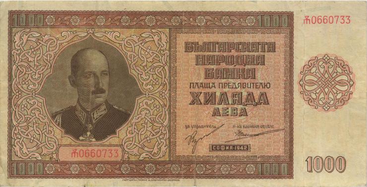 Bulgarien / Bulgaria P.061 1000 Leva 1942 (3+) 