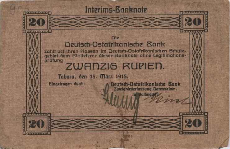 R.906a: Deutsch-Ostafrika 20 Rupien 1915 (3+) 