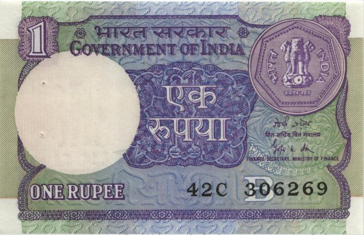 Indien / India P.078Ad 1 Rupie 1989 (1) 