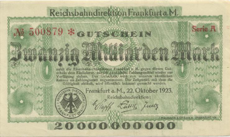 PS1222 Reichsbahn Frankfurt 20 Milliarden Mark 1923 (2) 