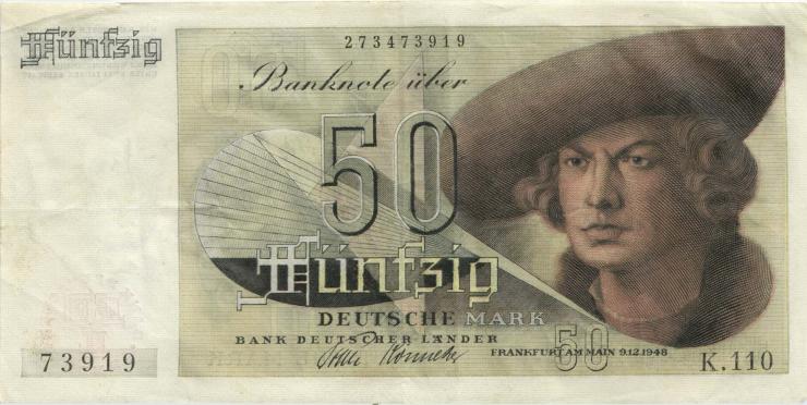 R.254 50 DM 1948 Bank Deutscher Länder (3+) H.110 