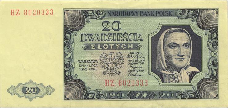 Polen / Poland P.137 20 Zlotych 1948 HZ (1/1-) 