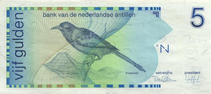 Niederl. Antillen / Netherlands Antilles P.22a 5 Gulden 1986 (2) 