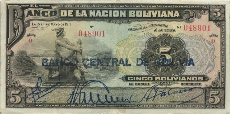 Bolivien / Bolivia P.113 5 Bolivianos (1929) (3) 