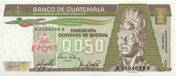 Guatemala P.065 1/2 Quetzal 9.1.1985 (1) 