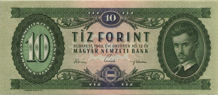 Ungarn / Hungary P.168c 10 Forint 1962 (1) 