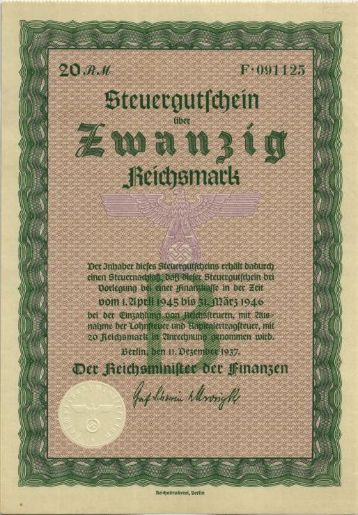 Steuergutschein 20 Reichsmark 1937 (1945) (1) 