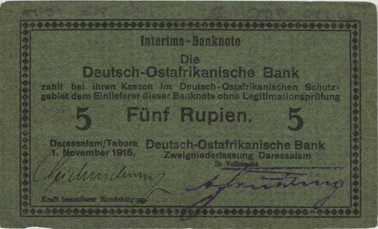 R.921b: Deutsch-Ostafrika 5 Rupie 1915 E (2-) 