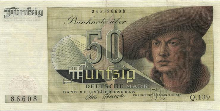R.254 50 DM 1948 Bank Deutscher Länder Q.139 (2) 