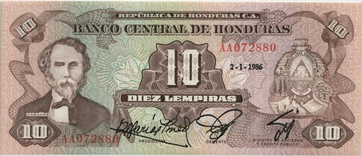 Honduras P.64b 10 Lempiras 2.1.1986 (1) 
