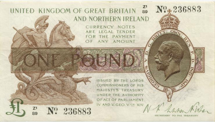 Großbritannien / Great Britain P.361 1 Pound (1928) (3+) 