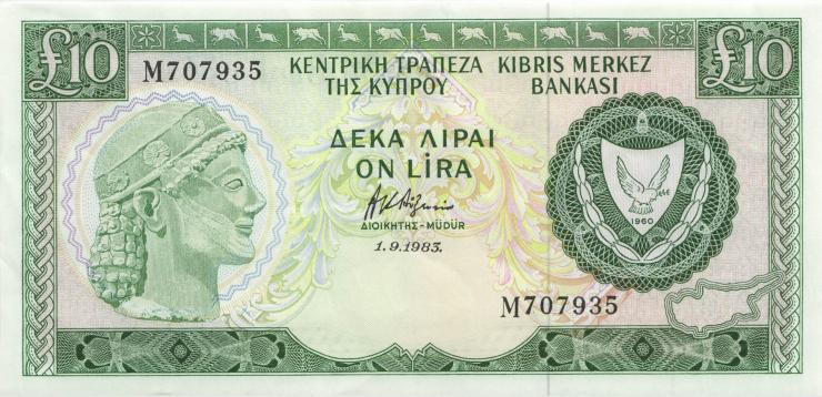 Zypern / Cyprus P.48b 10 Pounds 1985 (2) 