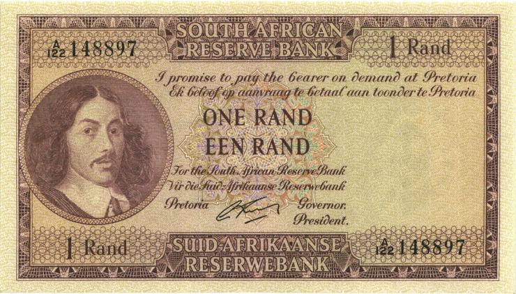 Südafrika / South Africa P.102b 1 Rand (1962-65) (Englisch) (1) 