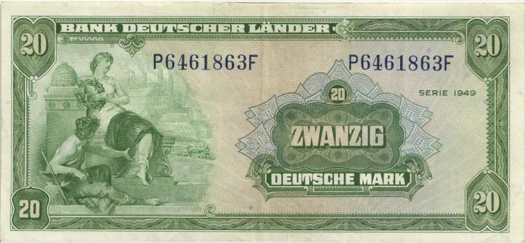 R.260 20 DM 1949 Bank Deutscher Länder (3+) P/F 