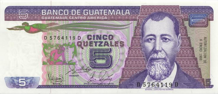 Guatemala P.067 5 Quetzales 6.1.1988 (1) 