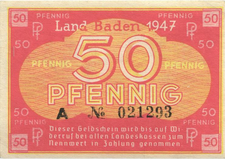 R.210: Baden 50 Pfennig 1947 (1) 