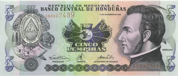 Honduras P.085a 5 Lempiras 2000 (1) 