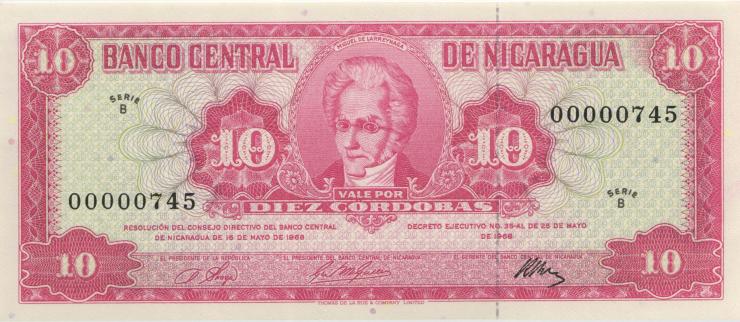 Nicaragua P.117 10 Cordobas 1968 (1) 00000745 