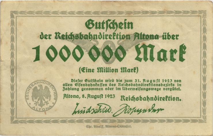 PS1112 Reichsbahn Altona 1.000.000 Mark 1923 (3) 