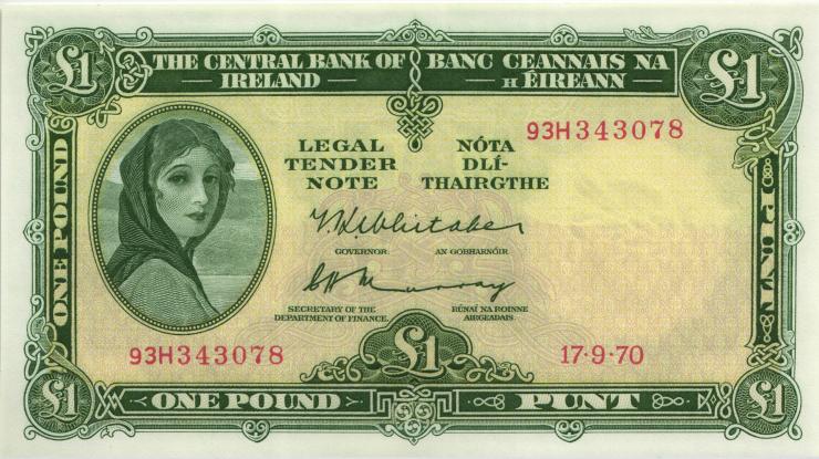 Irland / Ireland P.64b 1 Pound 1970 (1) 