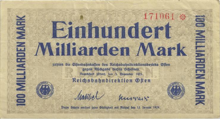 PS1234 Reichsbahn Frankfurt/Oder 100 Milliarden Mark 1923 (3) 