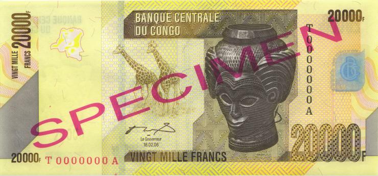 Kongo / Congo P.104as 20.000 Francs 2006 (2013) Specimen (1) 