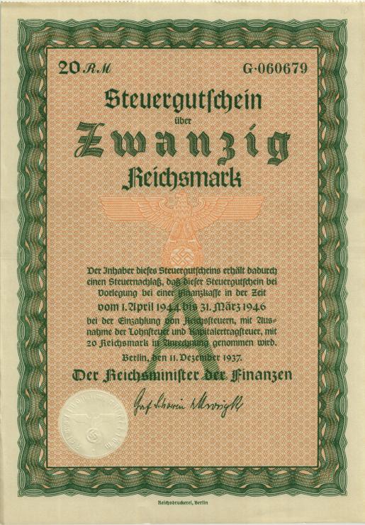 Steuergutschein 20 Reichsmark 1937 (1944) (1) 