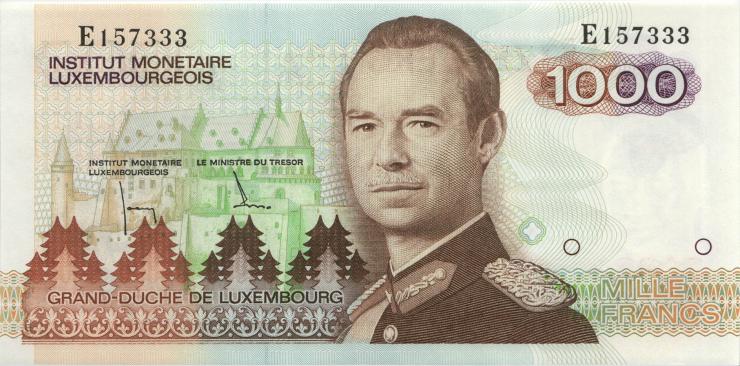 Luxemburg / Luxembourg P.59 1000 Francs (1985) (1) Serie E 
