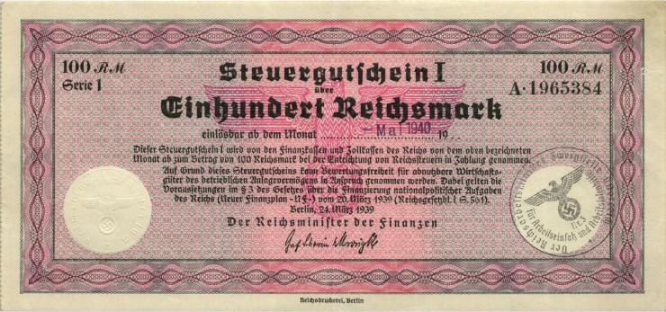 R.716f: Steuergutschein 100 Reichsmark 1939 (Mai 1940) (2) 