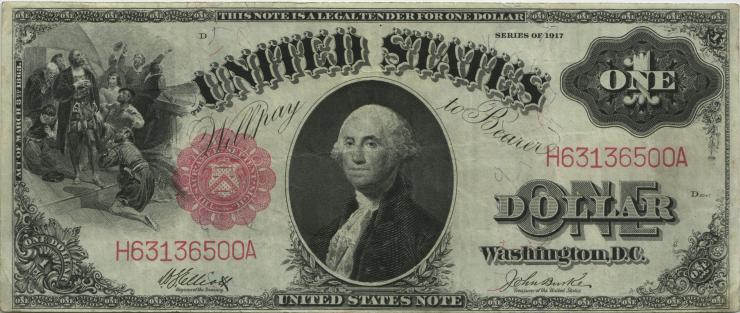 USA / United States P.187 1 Dollar 1917 United States Note (3) 