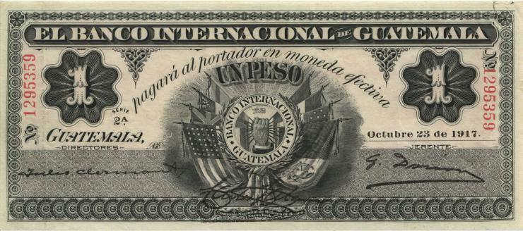 Guatemala P.S153a 1 Peso 1917 (2) 