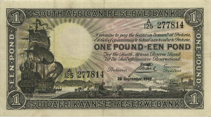 Südafrika / South Africa P.084e 1 Pound 28.9.1942 (3) 