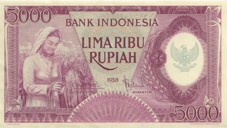 Indonesien / Indonesia P.064 5000 Rupien 1958 (2/1) 