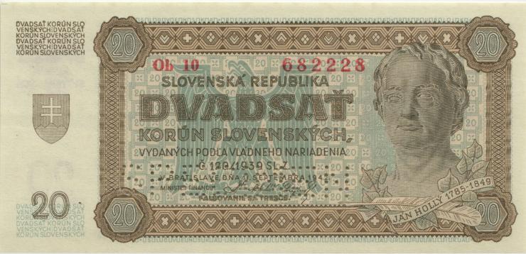 Slowakei / Slovakia P.07s 20 Kronen 1942 (1) Specimen 