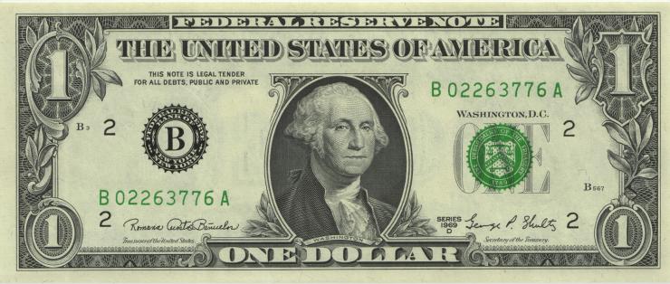USA / United States P.449e 1 Dollar 1969 D (1) 