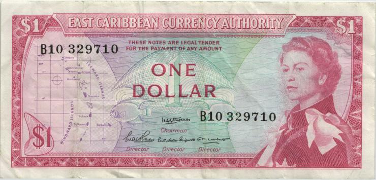 Ost Karibik / East Caribbean P.13b 1 Dollars (1965) (3) 