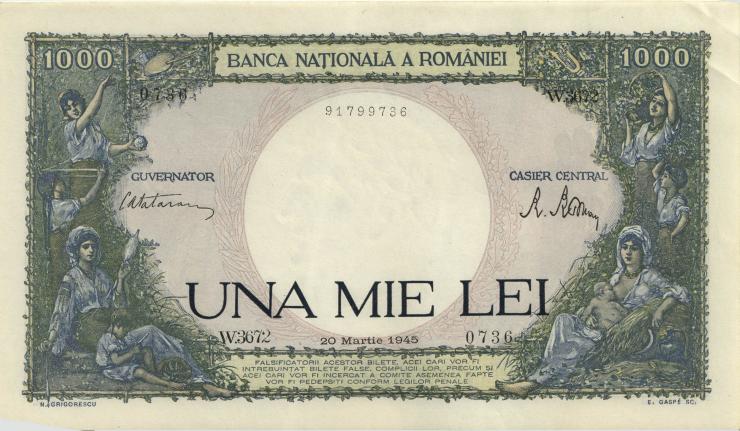 Rumänien / Romania P.052 1000 Lei 20.3.1945 (1) 