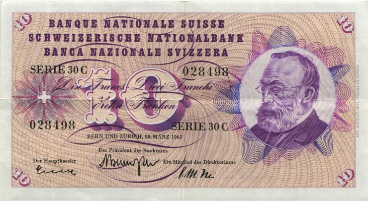 Schweiz / Switzerland P.45 10 Franken 1967-77 (3+) 