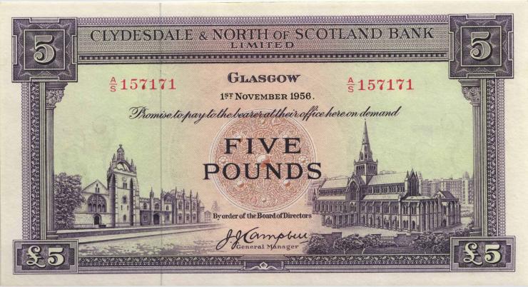 Schottland / Scotland P.192a 5 Pounds 1956 (2) 