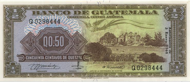 Guatemala P.051e 1/2 Quetzal 1968 (1) 