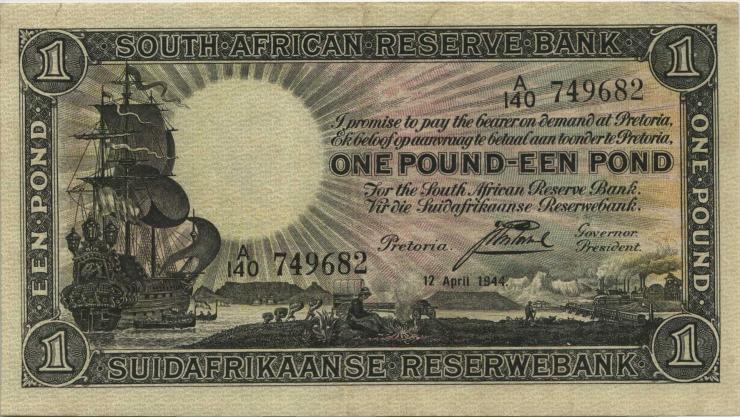 Südafrika / South Africa P.084e 1 Pound 22.4.1943 (2) 