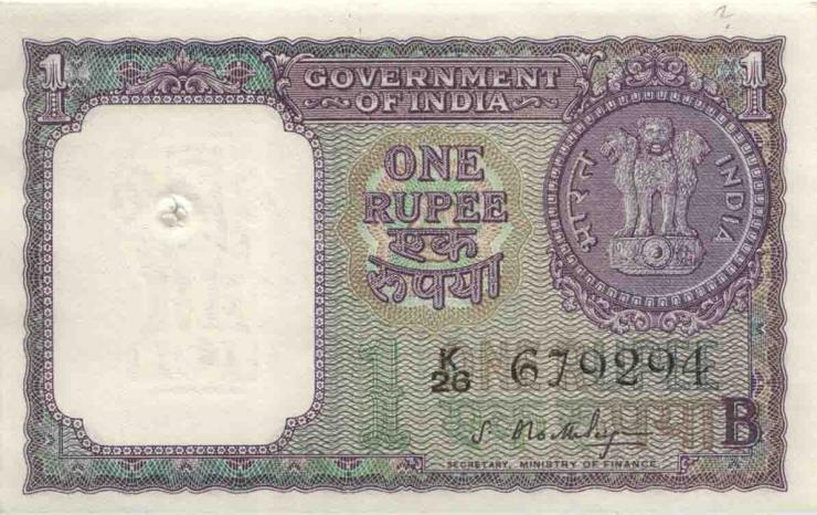 Indien / India P.076c 1 Rupie (1965) B (1) 