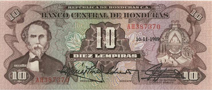 Honduras P.64b 10 Lempiras 10.2.1989 (1) 