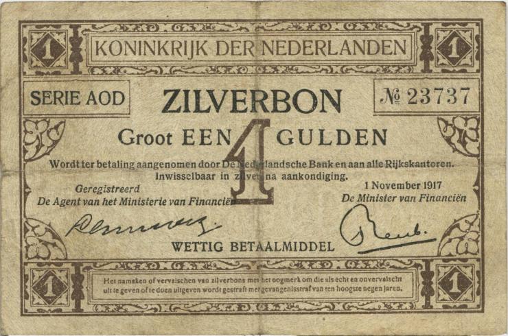 Niederlande / Netherlands P.010 1 Gulden 1917 (4) 