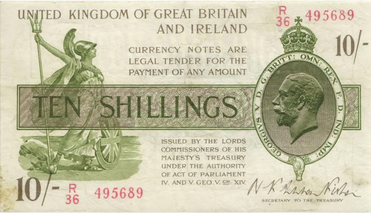 Großbritannien / Great Britain P.358 10 Shillings (1922-23) (3) 
